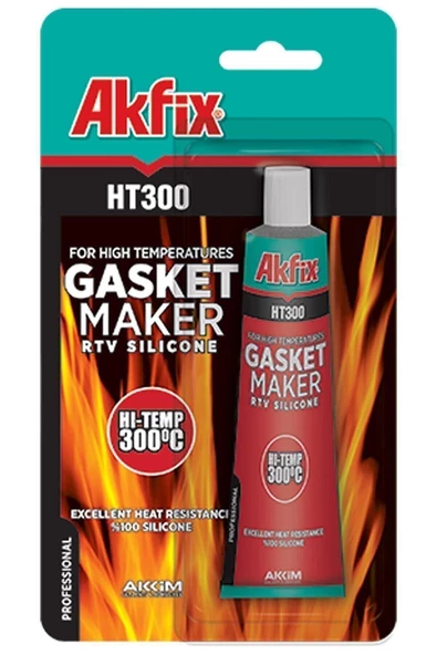 Akfix Ht300 Yüksek Isı Silikonu Sıvı Conta 50ml Tüp Kırmızı