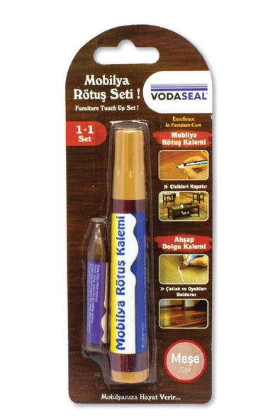 Vodaseal Mobilya Rötuş Kalemi + Ahşap Dolgu Kalemi - Set Meşe