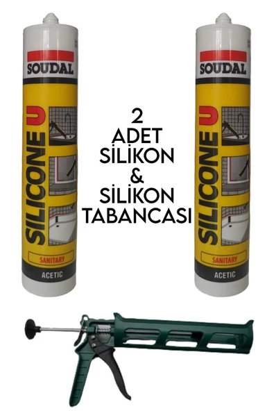 Soudal 2 Adet Soğuk Beyaz Silikon Tabanca Hediyeli