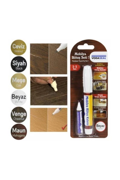 Vodaseal Mobilya Rötuş Seti Ahşap Dolgu Kalemi Çizik Çatlak Kapatıcı Maun - 2