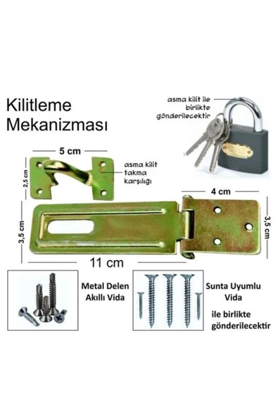 Beşel Kilitleme Mekanizması Sandık Askısı+asma Kilit+montaj Vidaları-montajı Kolay-sağlam-güvenli - 2
