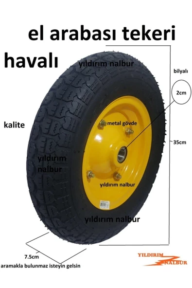 Çeşitli El Arabası Tekerlek Havalı Tük Arabası Teker Metal Kasa Şişme Teker - 2