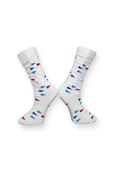 Me-vo  Tekli Beyaz Renkli Unisex Esnek Nem Alabilen Pamuklu Desenli Soket Çorap - Resim 2