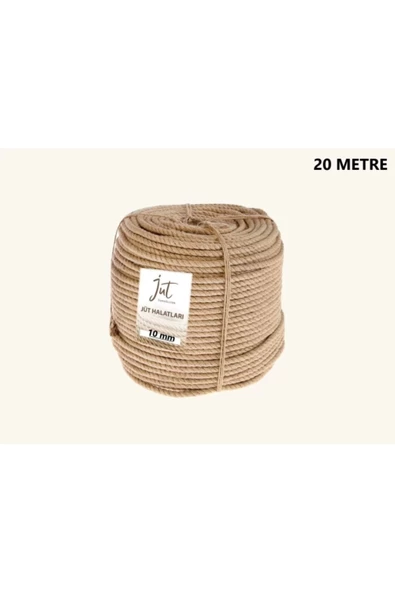 3M 10 mm 20 metre Jüt Halat Ip Dekoratif Hasır Ip