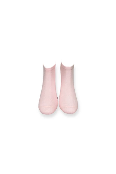 Me-vo  Tekli Pudra Renkli Unisex Esnek Nem Alabilen Pamuklu Düz Patik Çorap - Resim 2