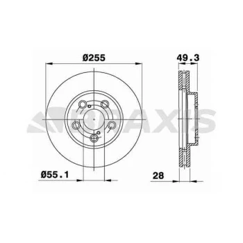 ON FREN AYNASI HAVALI TOYOTA CARINA CORONA 2.0 ST 191 92-97 255X5 - BRAXIS AE0686