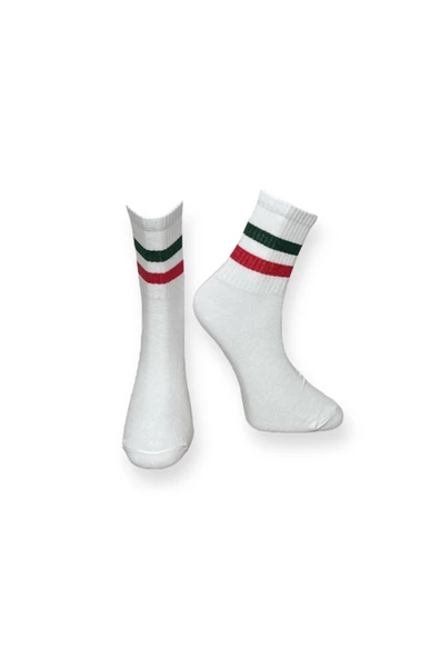 Me-vo  Tekli Çizgili Unisex Esnek Nem Alabilen Pamuklu Düz Soket Çorap ürün görseli