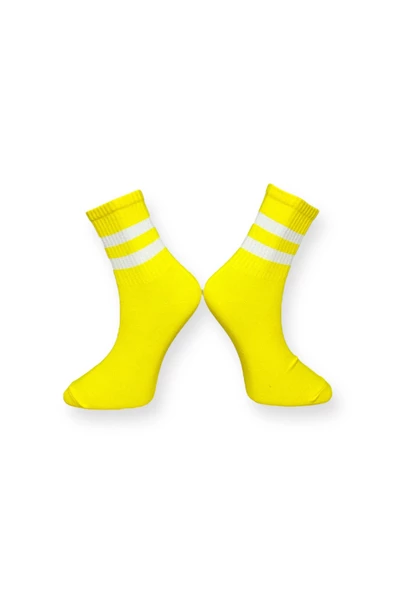 Me-vo  Tekli Çizgili Unisex Esnek Nem Alabilen Pamuklu Düz Soket Çorap - Resim 2