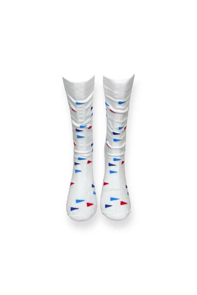 Me-vo  Tekli Beyaz Renkli Unisex Esnek Nem Alabilen Pamuklu Desenli Soket Çorap - Resim 3