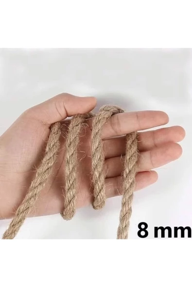 GÜVEN Jüt Halat 8 Mm 20 Mt Hasır Ip Urgan Ipi Dekoratif Ip - 2