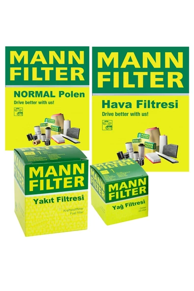 MANN VW Beetle 1.2 1.4 TSI Filtre Bakım Seti 2015-2018 4F Hava-Yağ-Yakıt-Normal Polen