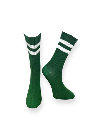 Me-vo  Tekli Çizgili Unisex Esnek Nem Alabilen Pamuklu Düz Soket Çorap ürün görseli