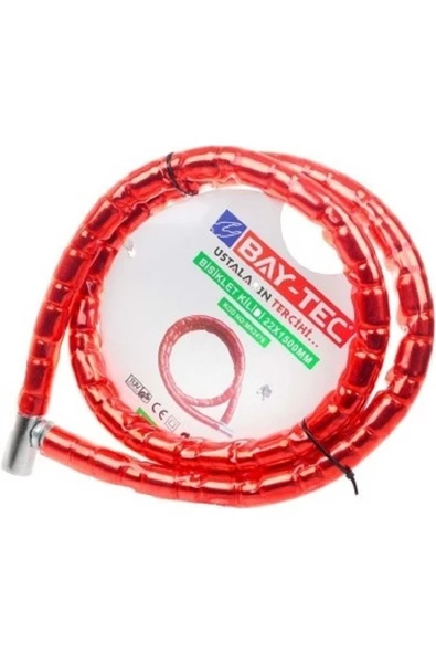 Baytec Motor Motosiklet Kilidi Yaylı Kilit 150 cm - Kırmızı Renk - Bay Tec Mk2476