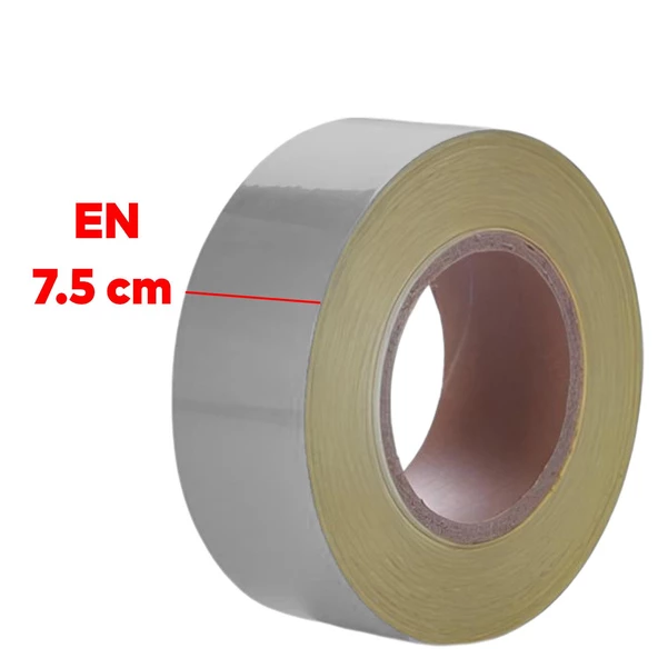Düz Desensiz En 7.5 cm 1 Mt İkaz Bandı Reflektif Metalize Gri Renk Gece Parlayan Reflektörlü Bant - 4