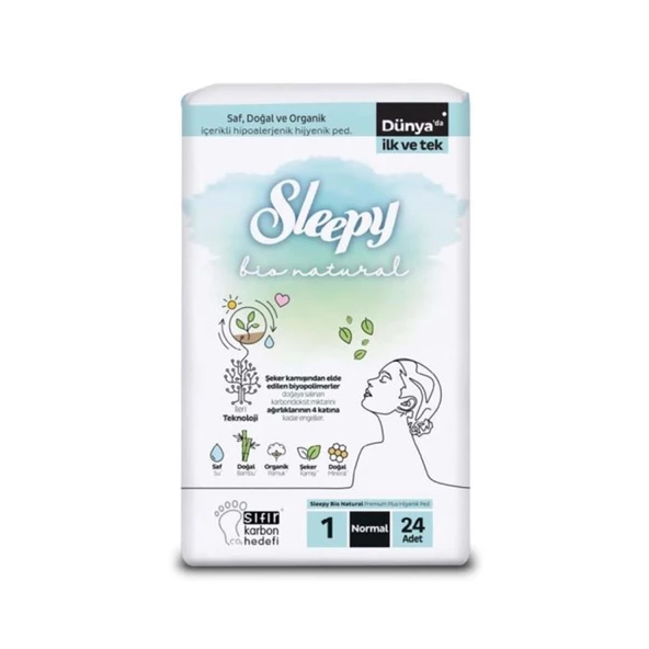 Sleepy Bio Natural Premium Plus Hijyenik Ped 24 Adet