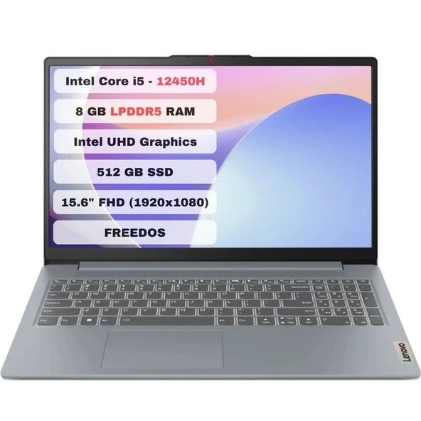 Lenovo Ideapad Slim 3 15IAH8 83ER00HLTR Intel Core I5 12450H 8gb 512GB SSD Freedos 15.6'' Fhd Taşınabilir Bilgisayar