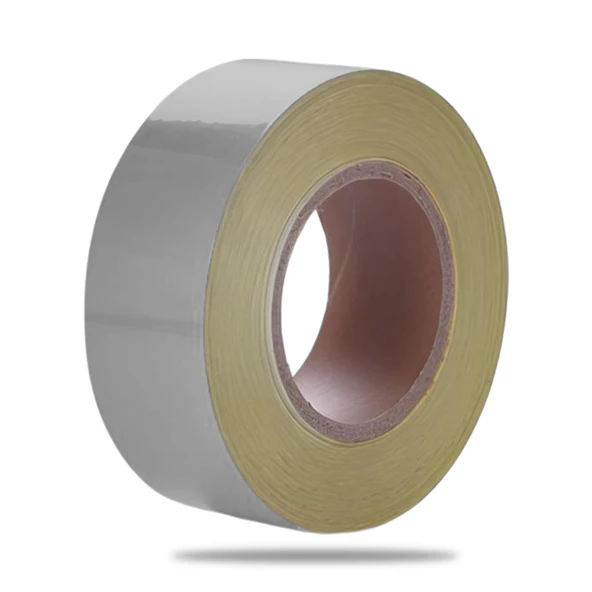 Düz Desensiz En 7.5 cm 1 Mt İkaz Bandı Reflektif Metalize Gri Renk Gece Parlayan Reflektörlü Bant - 2