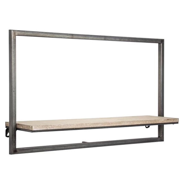 Metal Duş Rafı Ahşaplı Duvara Sabit Banyo Rafı Dekor Raf - 2