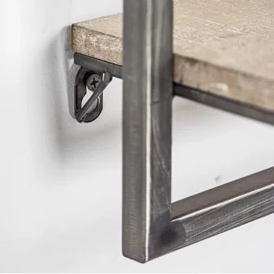 Metal Duş Rafı Ahşaplı Duvara Sabit Banyo Rafı Dekor Raf - 3