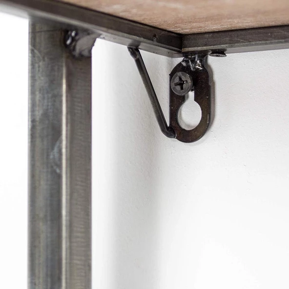 Metal Duş Rafı Ahşaplı Duvara Sabit Banyo Rafı Dekor Raf - 5