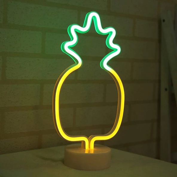 Ananas Model Neon Led Işıklı Masa Lambası Dekoratif Aydınlatma Gece Lambası