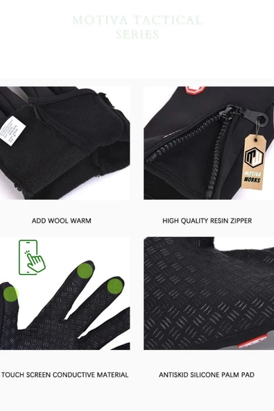 Unisex Bisiklet, Motosiklet, Taktik Eldiven Dokunmatik Rüzgar Geçirmez Kaymaz - 4