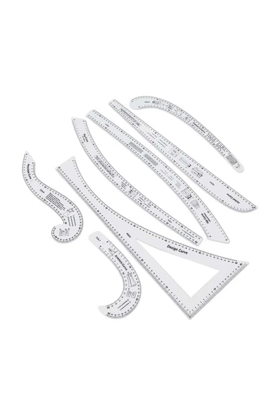 8 Parça Plastik Modelist Stil Tasarım Kalıp Şablon Çıkartma Cetveli Kurve Set - 2