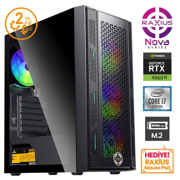 RaXius Nova G1 i7 4060TI-27F01 i7-12700F 16GB 512SSD RTX4060Ti FreeDOS Gaming Masaüstü Bilgisayar - 2