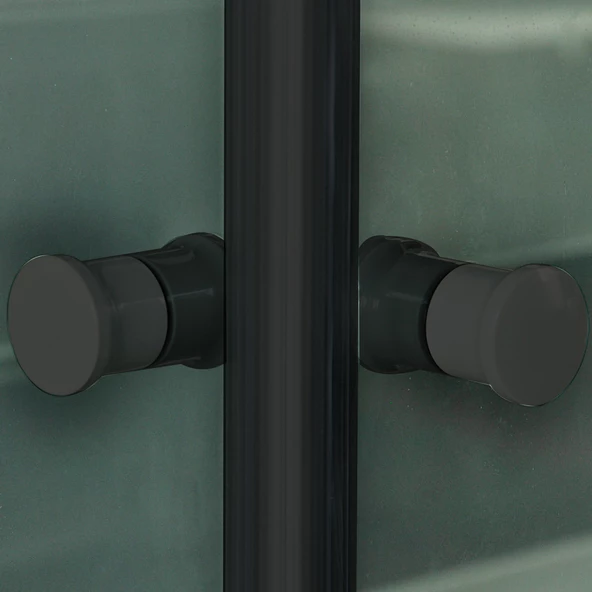 Sanica Magna Cam Duşakabin Oval Siyah Kumlama 4 mm 80 x 80 cm H:178 - Resim 4