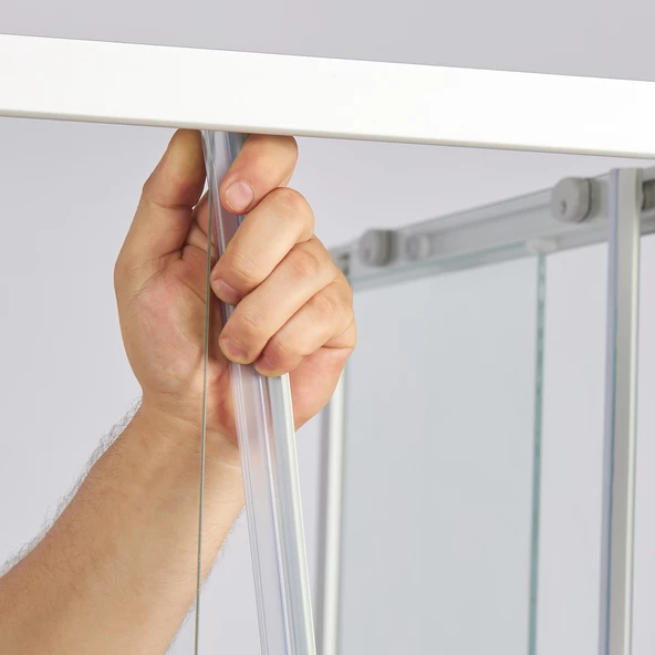 Sanica Tek Ön Cephe Duşakabin 1 Sabit 1 Kayar 5 mm Temperli Cam Mat Krom 130 cm Genişlik 188 cm H - Resim 4