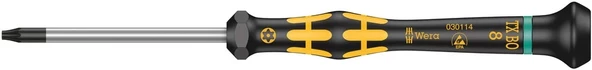 Wera 1567 TORX® BO ESD Kraftform Micro Delikli TORX® Tornavida, TX 8 BO x 60 mm