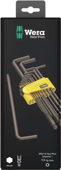 Wera 950/13 Hex-Plus Emperyal 1 SB Allen Anahtar Set, inç, BlackLaser