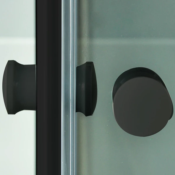 Sanica Magna Cam Duşakabin Oval Siyah Şeffaf 4 mm 90 x 90 cm H:178 - Resim 4