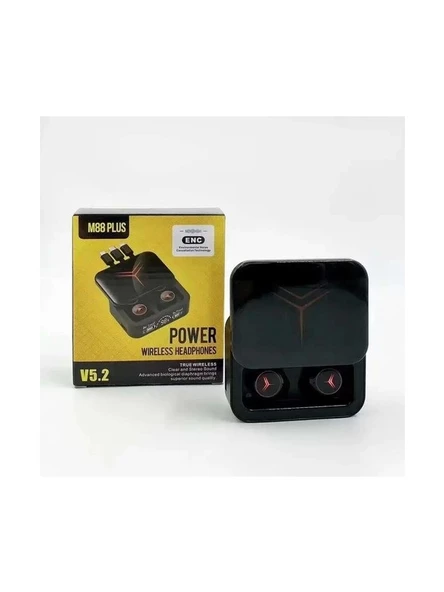 Bluetooth Kulaklık M88 Plus Şarj Göstergeli Powerbank Özellikli Taşınabilir Şarj Kutusu ile Kablosuz Kulaklık, Yüksek Ses Kalitesi ve LED Ekran ürün görseli