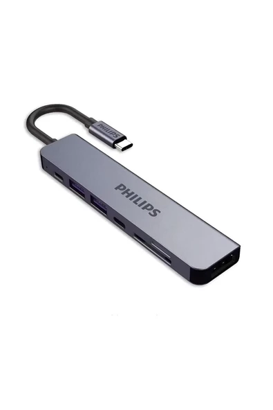 Philips Type C To Pd 87w Hdmı Usb Sd Micro Sd Dönüştürücü Hub