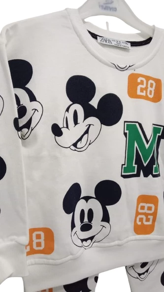 uğurböceğiçocuk Mickey Baskılı 3 İp Kumaş 2'li Çocuk Takım - 2
