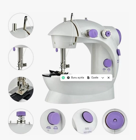 QASUL Taşınabilir Dikiş Makinesi Mini Portatif Hız Ayarlı Kademeli Pratik Seyahat Dikiş Makinesi - 3