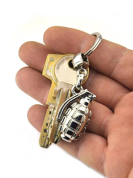 El Bombası - Grenade - Anahtarlık - Nikel Ahşap Kutulu - 4