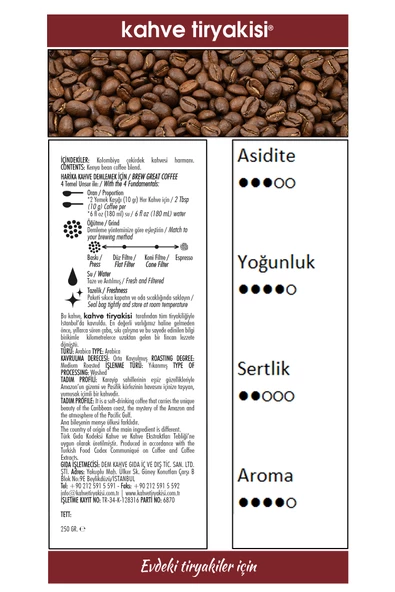 Kolombiya Çekirdek Kahve (Single Origin) 250 gr - 3