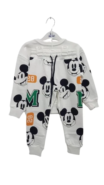 uğurböceğiçocuk Mickey Baskılı 3 İp Kumaş 2'li Çocuk Takım - 3