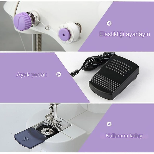 QASUL Taşınabilir Dikiş Makinesi Mini Portatif Hız Ayarlı Kademeli Pratik Seyahat Dikiş Makinesi - 5