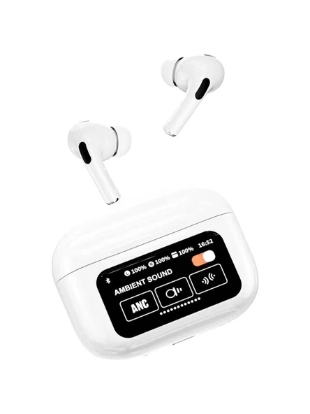 Logia Touch Screen Pro Dokunmatik LED Ekranlı Bluetooth Kulaklık Beyaz - 2