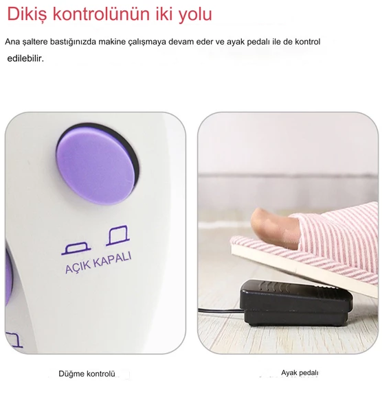 QASUL Taşınabilir Dikiş Makinesi Mini Portatif Hız Ayarlı Kademeli Pratik Seyahat Dikiş Makinesi - 6