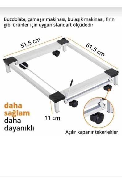 TRENDESK Beyaz Eşya Altlığı Çeksür Tekerlekli Çamaşır Makinesi Altlığı