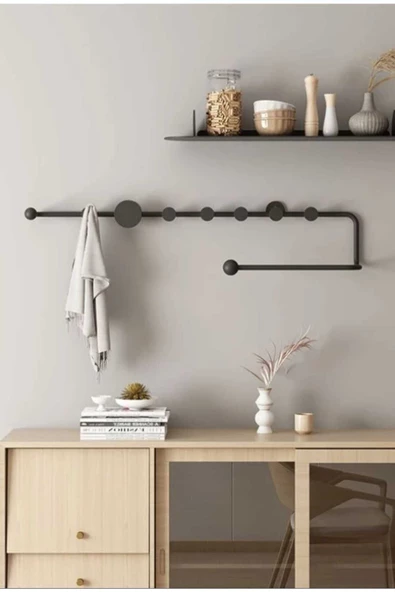TRENDESK Metal Duvar Askısı Metal Askılık Elbise Askılığı Siyah 80 cm - 2