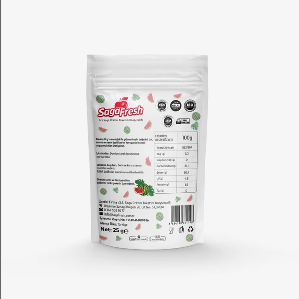 Dondurularak Kurutulmuş Karpuz Tozu 25g - 2