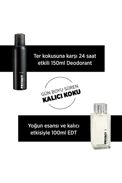 Privacy Man Edt 100 ml Parfüm Deodorant 150 ml - 2