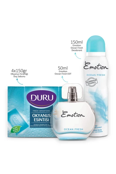 Emotion Ocean Fresh Edt 50 ml Kadın Parfüm +150 ml Deodorant + 4x150gr Okyanus Ferahlığı Sabun 1742751043430 - 2