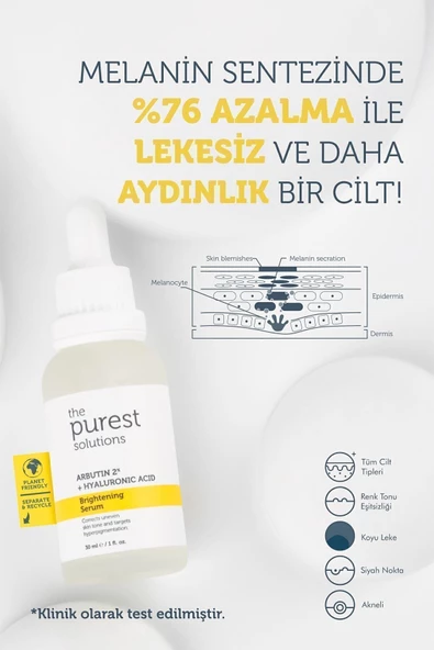 The Purest Solutions Leke Karşıtı Arbutin Cilt Bakım Serumu 30 Ml (arbutin %2 + Hyaluronic Acid) - 2