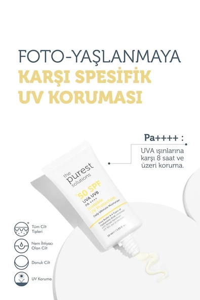 The Purest Solutions Yüksek Koruma ve Nemlendirici Etkili Güneş Koruyucu Krem SPF 50, 50 ml - 2